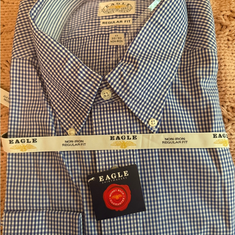 Blue Dress Shirt with Classic Gingham Pattern